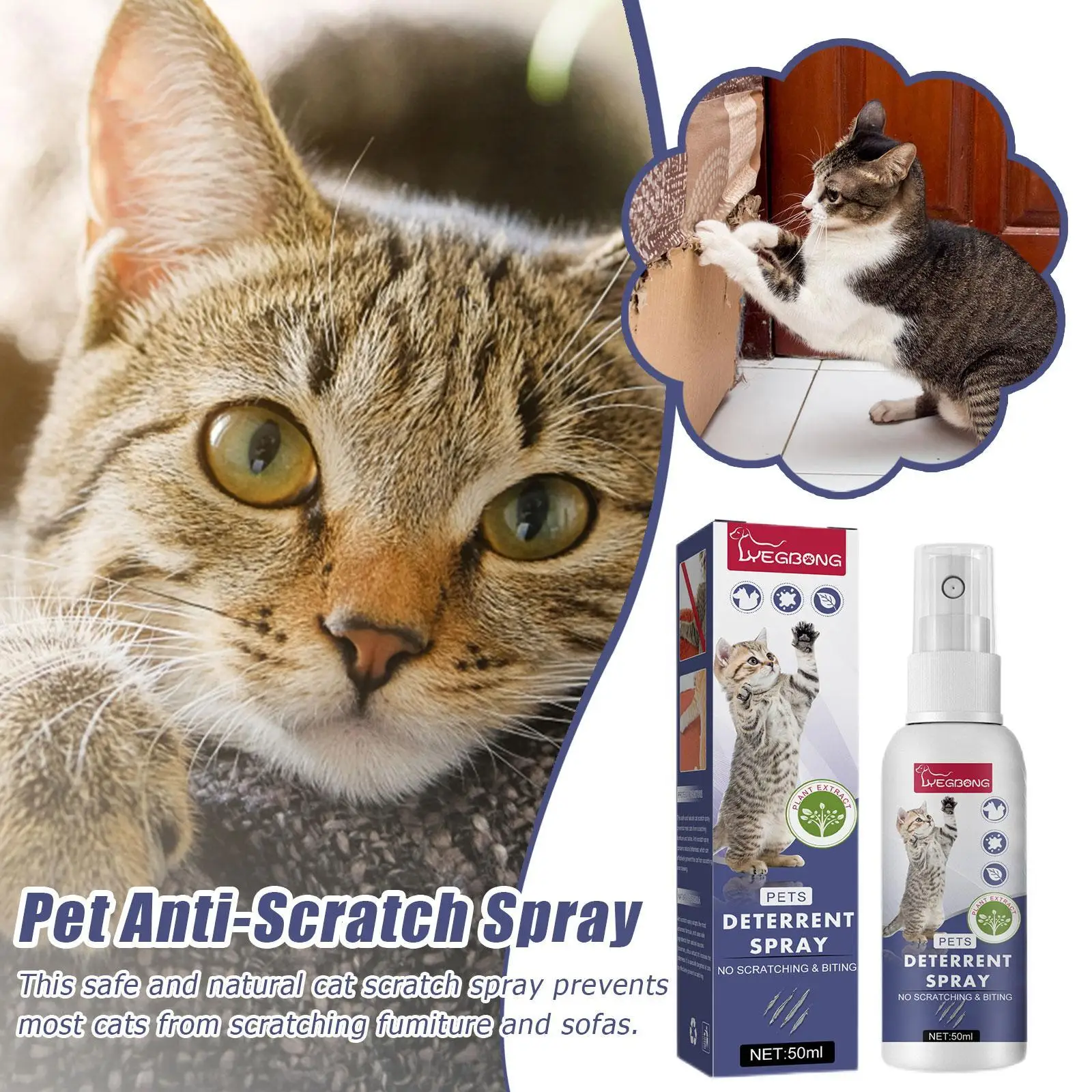 50ml Pet Anti-Scratch Spray Cat Scratcher Training Aid Anti Scratching Furniture Protector Establish Boundaries Keep Cat Off
50ml Pet Anti-Scratch Spray Cat Scratcher Training Aid Anti Scratching Furniture Protector Establish Boundaries Keep Cat Off