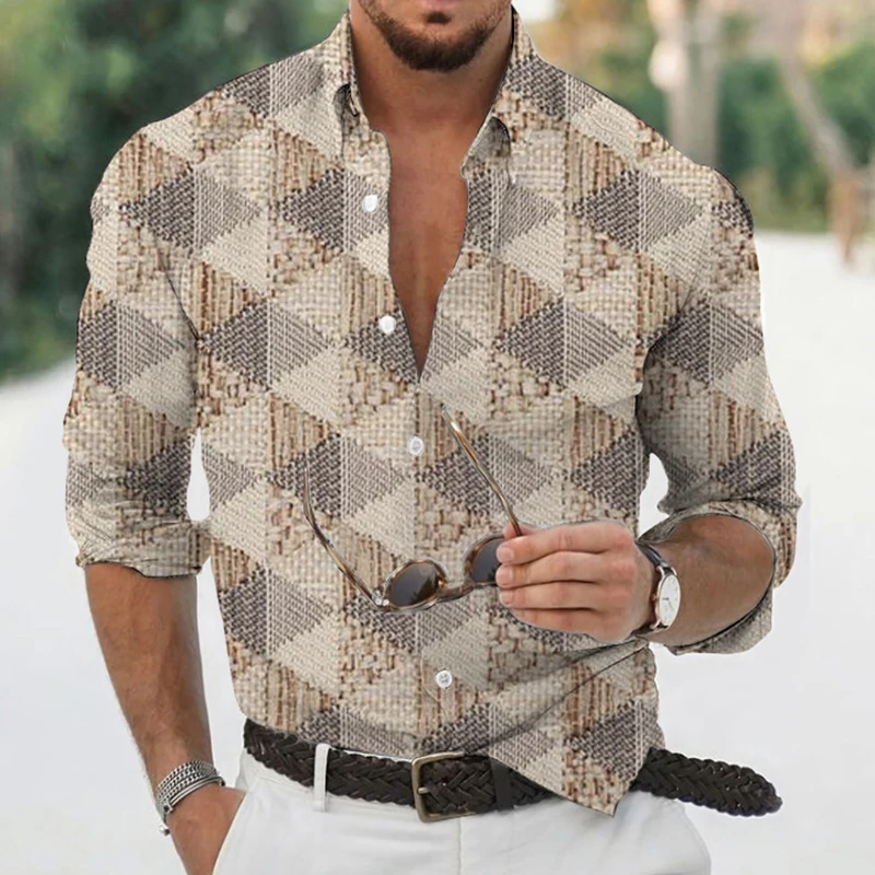 Men's Autumn Polyester Long Sleeve Shirt Geometric Print Casual Male Top Turn-down Collar shirts Clothes Blouse Clothing For Men
Men's Autumn Polyester Long Sleeve Shirt Geometric Print Casual Male Top Turn-down Collar shirts Clothes Blouse Clothing For Men