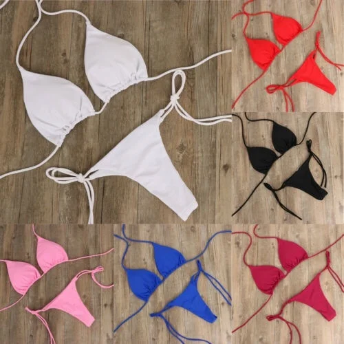2 Pack Sexy Halter Swimwear Women's Bikini Summer Solid Tie Side Thong Women's Swimwear with Chest Pad Swimwear Beachwear
2 Pack Sexy Halter Swimwear Women's Bikini Summer Solid Tie Side Thong Women's Swimwear with Chest Pad Swimwear Beachwear