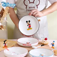 Kawaii Disney Cartoon Plate Cute Mickey Minnie Donald Duck Kitchen Children Restaurant Tableware Fruit Steak Ceramic Plate Gift