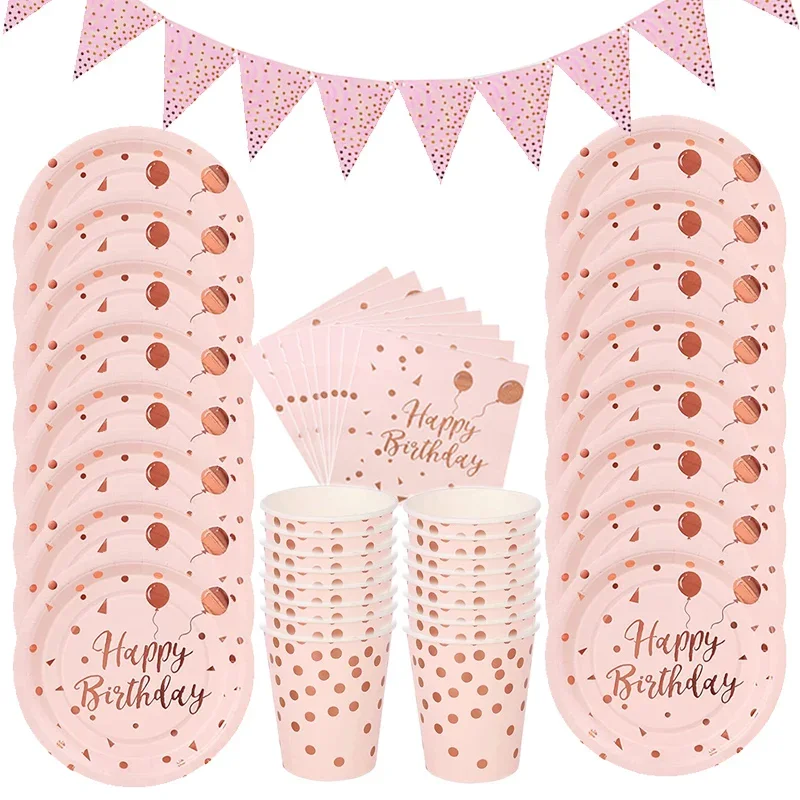 49Pcs Pink Dot Happy Birthday Party Tableware Set Paper Plates Napkins Cups Banner For Kids Girls Birthday Decorations Supplies
49Pcs Pink Dot Happy Birthday Party Tableware Set Paper Plates Napkins Cups Banner For Kids Girls Birthday Decorations Supplies