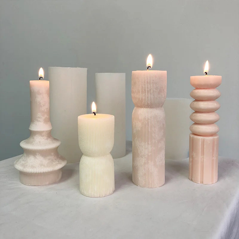 

Geometric Stripe pillar Silicone Mold DIY Epoxy Resin Candle Mold Clay Plaster Craft Casting Mould Home Decor Candle Making kit