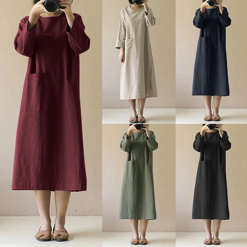 Women Casual Solid Long Shirt Dress with Pockets Long Maxi Dresses Spring Autumn Cotton Linen Dress Office Lady Party
Women Casual Solid Long Shirt Dress with Pockets Long Maxi Dresses Spring Autumn Cotton Linen Dress Office Lady Party