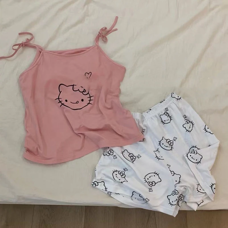 Kawaii Sanrio Hello Kitty Camisoles Strap Tube Top with Chest Pad New Cartoon Sweet Girl Heart Printing Comfortable Homewear Set
Kawaii Sanrio Hello Kitty Camisoles Strap Tube Top with Chest Pad New Cartoon Sweet Girl Heart Printing Comfortable Homewear Set