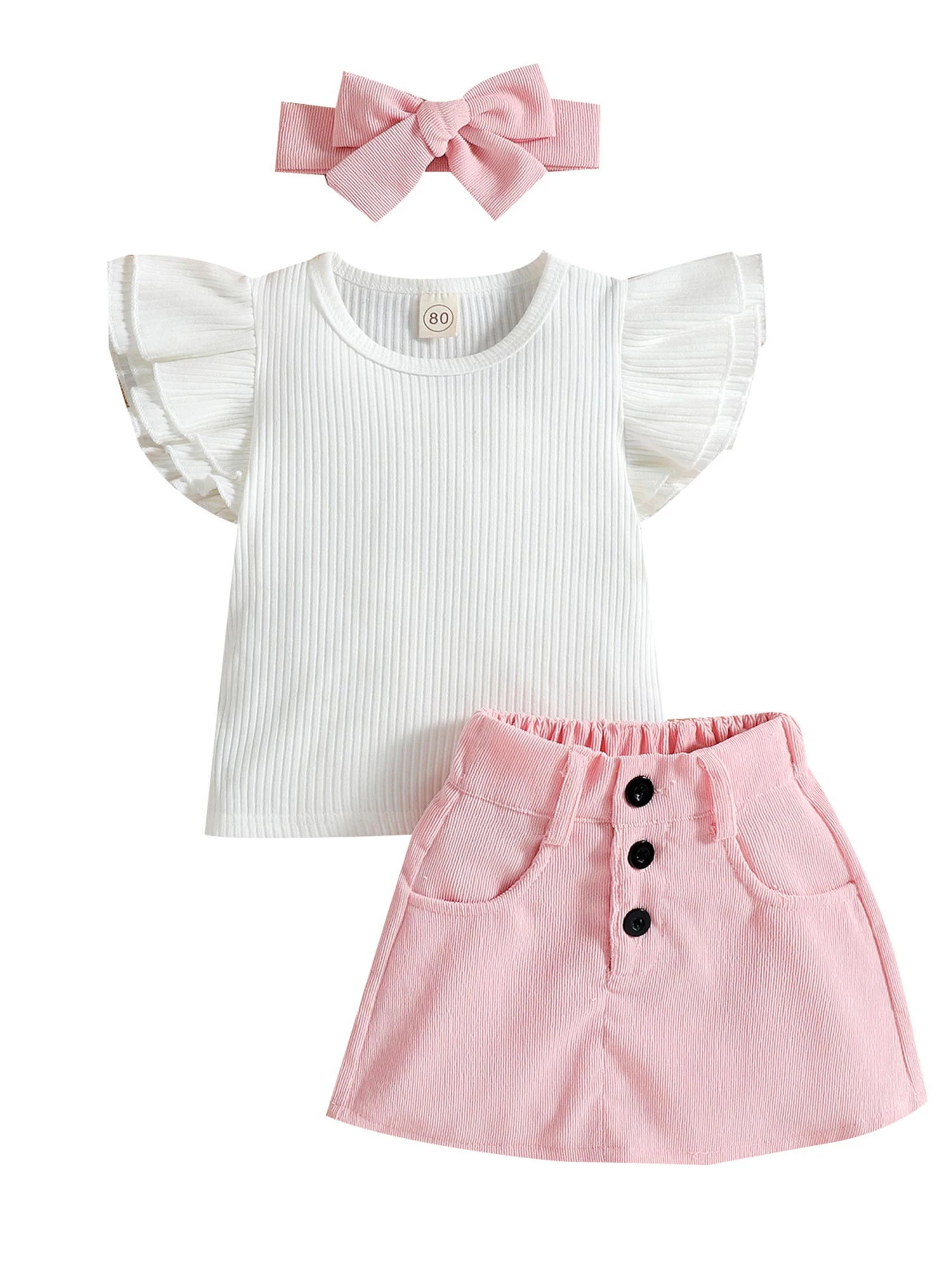 Nowborn Baby Girls Short Sleeve Round Neck Cotton Butterfly Sleeve Solid Color Button Summer T-Shirt Fashion Ruffle 3 Piece Set
Nowborn Baby Girls Short Sleeve Round Neck Cotton Butterfly Sleeve Solid Color Button Summer T-Shirt Fashion Ruffle 3 Piece Set