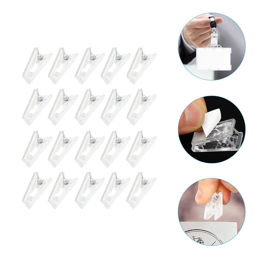 20 Pcs Self-adhesive Clip Double Sided Clips Spring Cards Name Plastic Badge Clear
20 Pcs Self-adhesive Clip Double Sided Clips Spring Cards Name Plastic Badge Clear