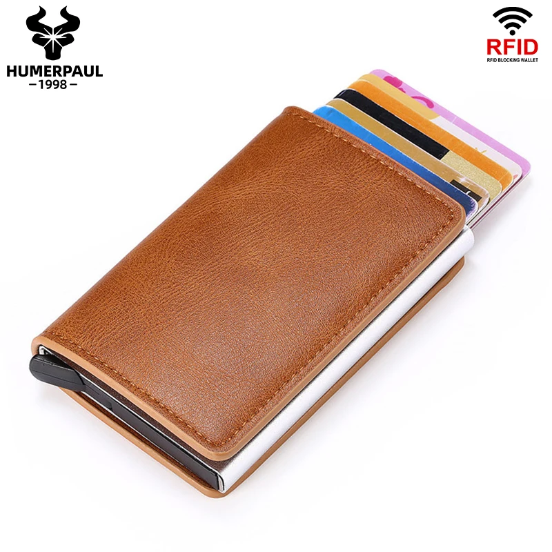 Genuine Leather Aluminum RFID Bank Card Holder Slim Men Pop Up Smart Card Wallet Minimalist Male Walet with Money Clip For Women 
Genuine Leather Aluminum RFID Bank Card Holder Slim Men Pop Up Smart Card Wallet Minimalist Male Walet with Money Clip For Women