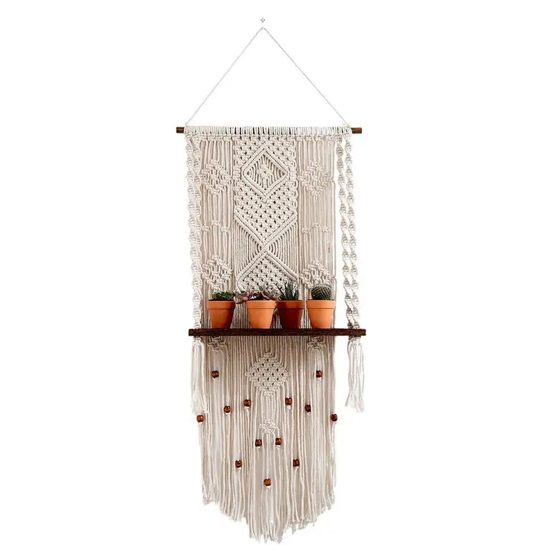 Macrame Tapestry Wall Shelf Wall Hanging Tapestry Wood Shelf Planter Wall Mounted Macrame With Shelf Home Decoration Item
Macrame Tapestry Wall Shelf Wall Hanging Tapestry Wood Shelf Planter Wall Mounted Macrame With Shelf Home Decoration Item