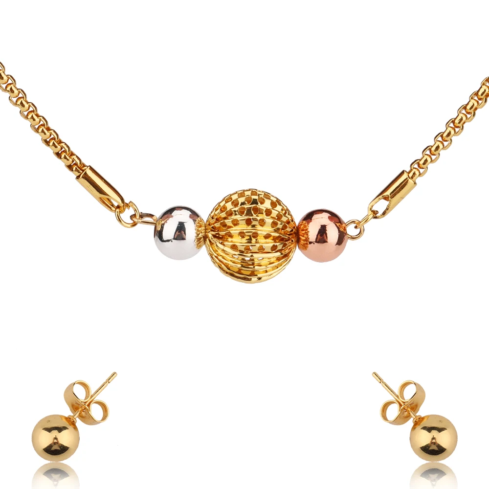 Women Fashion Jewelry With Earring Activity 3 Colored Metal beads Jewelry Brass Women Necklace Set
Women Fashion Jewelry With Earring Activity 3 Colored Metal beads Jewelry Brass Women Necklace Set
