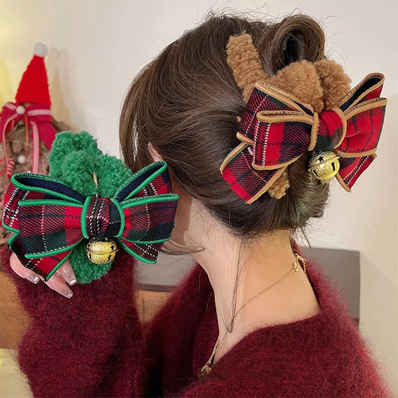 New Christmas Small bell Bow Hair Claw Women Cute Plush Hair Clip Ponytail Holder Fashion Headwear Hair Accessories decorate
New Christmas Small bell Bow Hair Claw Women Cute Plush Hair Clip Ponytail Holder Fashion Headwear Hair Accessories decorate
