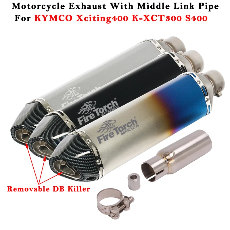Motorcycle Exhaust Moto Escape Modified System Muffler Middle Link Pipe DB Killer Slip On For KYMCO Xciting 400 K-XCT300 S400 
Motorcycle Exhaust Moto Escape Modified System Muffler Middle Link Pipe DB Killer Slip On For KYMCO Xciting 400 K-XCT300 S400