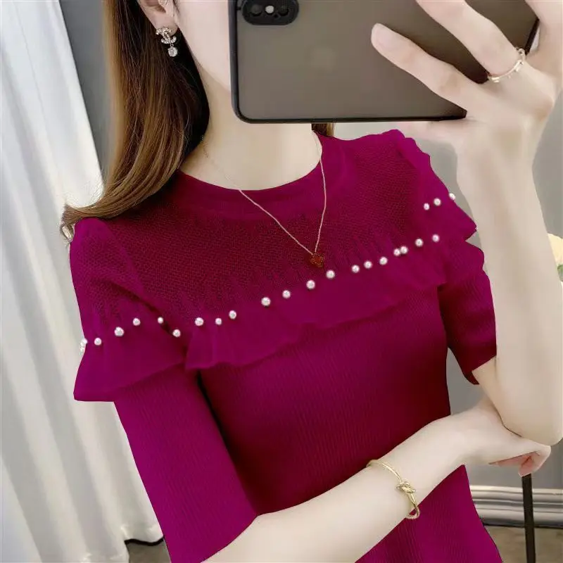 Elegant Solid Color Spliced Ruffles Beading Blouse Female Clothing 2023 Summer New Casual Pullovers Tops Loose Office Lady Shirt
Elegant Solid Color Spliced Ruffles Beading Blouse Female Clothing 2023 Summer New Casual Pullovers Tops Loose Office Lady Shirt