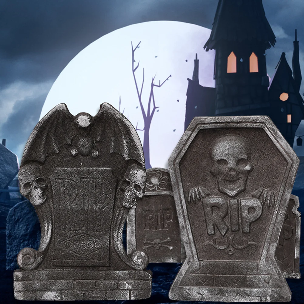 

4pcs Scary Decorative Tombstone Prank Prop Halloween Theme Foam Tombstone Decor