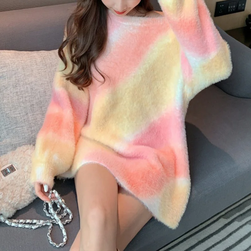 Gradient Color Sweater for Women 2023 Spring and Autumn Casual Mid-Length Loose Mink-like Sweater round Neck Mink Wool Top
Gradient Color Sweater for Women 2023 Spring and Autumn Casual Mid-Length Loose Mink-like Sweater round Neck Mink Wool Top