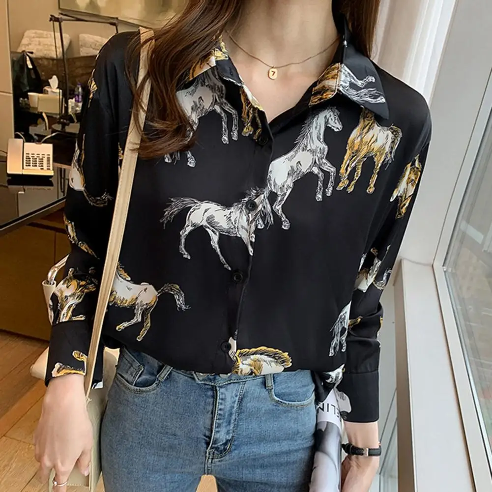 Women Spring Animal Horse Print Long Sleevees Cardigan Shirt Commute Loose OL Style Women Blouse Lady Clothes
Women Spring Animal Horse Print Long Sleevees Cardigan Shirt Commute Loose OL Style Women Blouse Lady Clothes