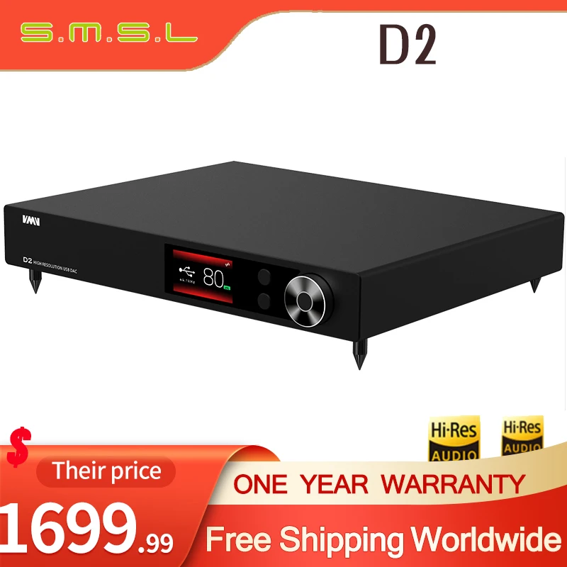 SMSL VMV D2 MQA Decoder High-Res Audio DAC AK4499 XMOS DSD512 Bluetooth 5.0 UAT LDAC AptX With Remote Control
SMSL VMV D2 MQA Decoder High-Res Audio DAC AK4499 XMOS DSD512 Bluetooth 5.0 UAT LDAC AptX With Remote Control