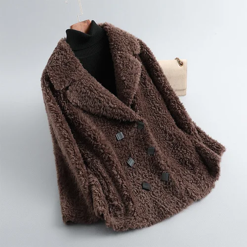 Casual 100% Real Sheep Shearling Coat Female Winter 2023 Korean Short Wool Jacket Women's Fur Coat Casaco Feminino Gxy722
Casual 100% Real Sheep Shearling Coat Female Winter 2023 Korean Short Wool Jacket Women's Fur Coat Casaco Feminino Gxy722
