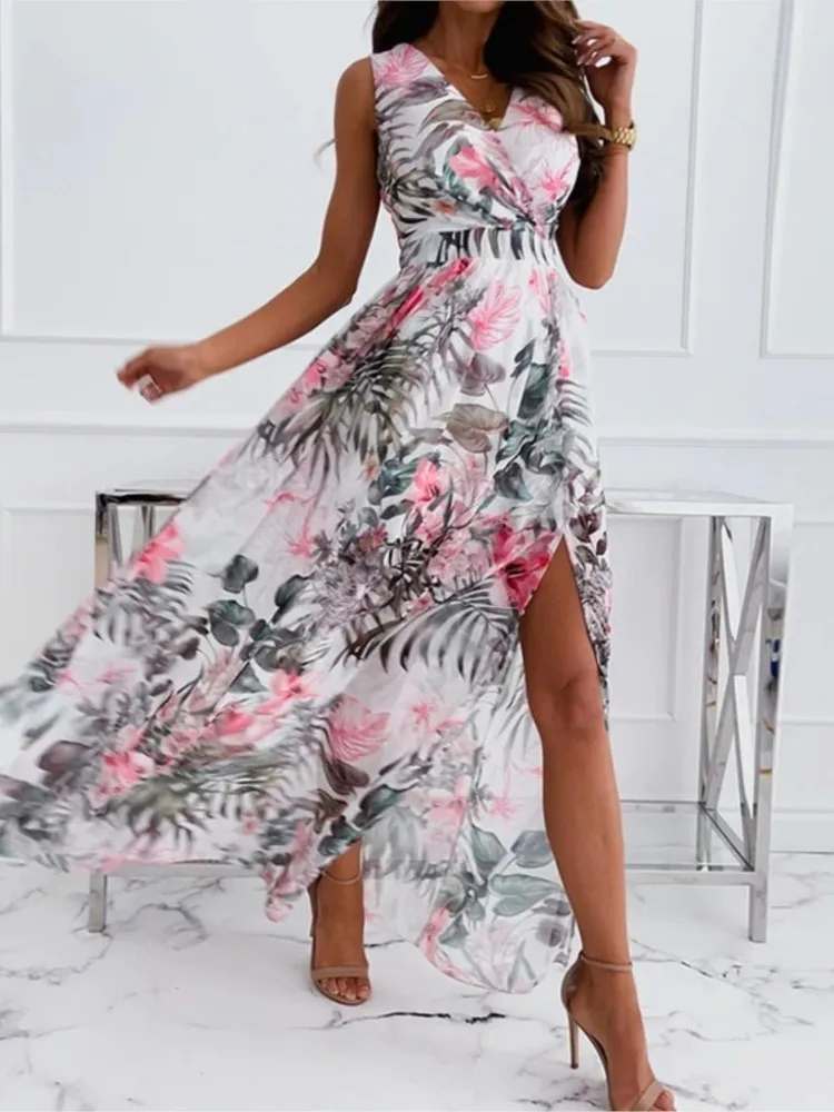 Woman Dresses Summer Flower Print Long Maxi Dress Sleevelss Chiffon Split Floral Robe 2022 New Elegant BohoV Neck Party Платье
Woman Dresses Summer Flower Print Long Maxi Dress Sleevelss Chiffon Split Floral Robe 2022 New Elegant BohoV Neck Party Платье