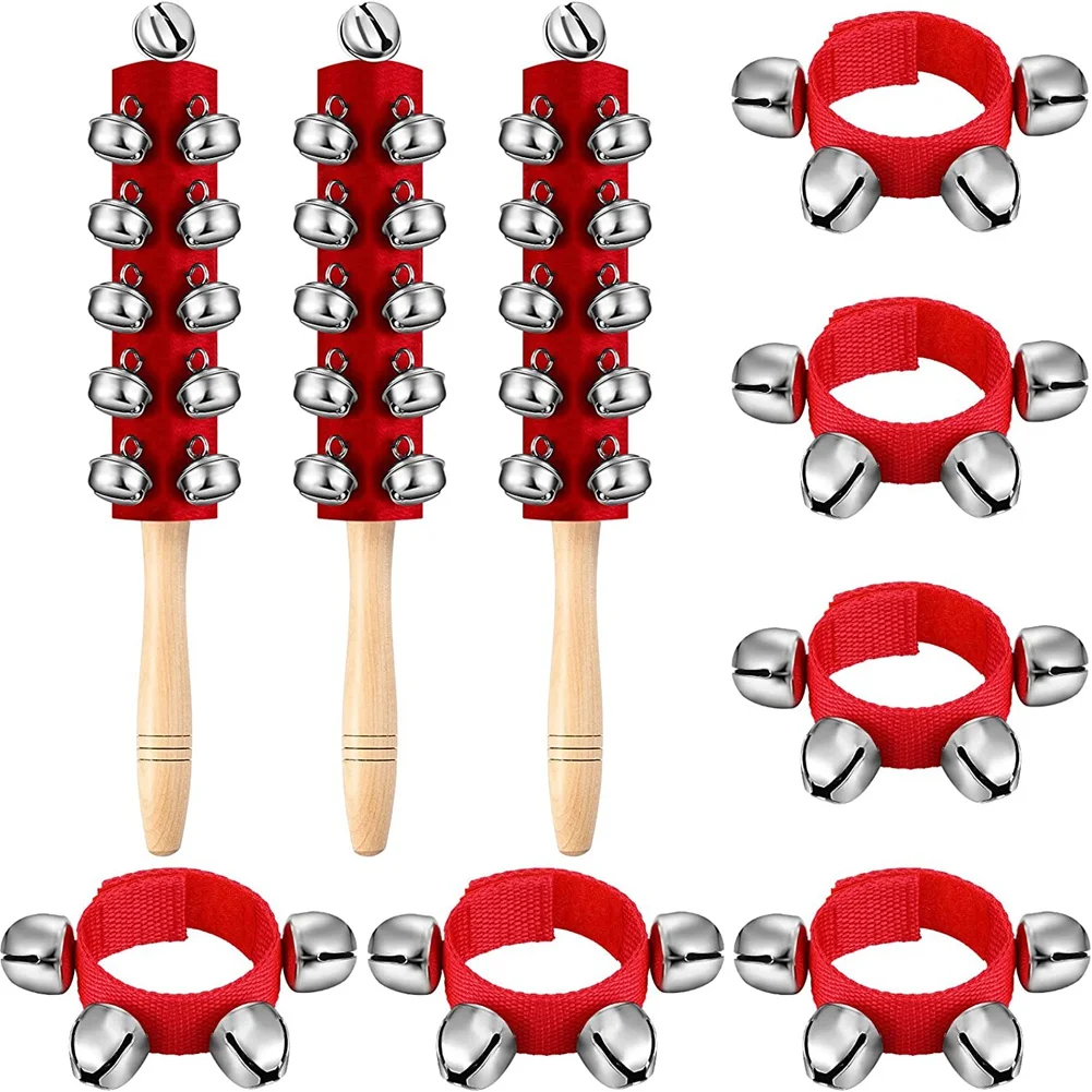 Wrist Bells Sleigh Bells Set Wrist Band Jingle Bells Musical Wooden Handheld Jingle Bells for Party Family Gift
Wrist Bells Sleigh Bells Set Wrist Band Jingle Bells Musical Wooden Handheld Jingle Bells for Party Family Gift