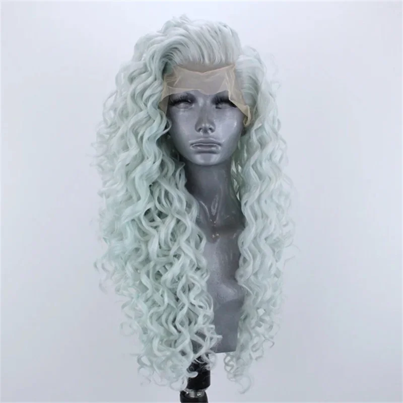 Long Synthetic Lace Front Wig Light Green Wigs for Women Loose Kinky Curly Lace Wig High Temperature Fiber Cosplay Drag Wigs
Long Synthetic Lace Front Wig Light Green Wigs for Women Loose Kinky Curly Lace Wig High Temperature Fiber Cosplay Drag Wigs