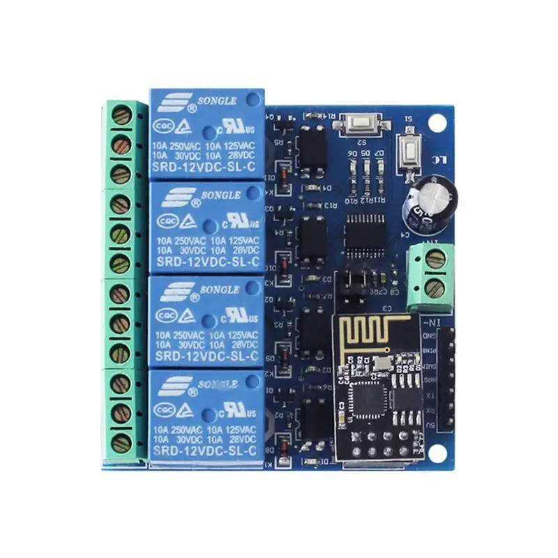 Релейный модуль DC 12V ESP8266 & ESP-01 WIFI, четыре канала для интеллектуальной мебели Smart Home 39XC
Релейный модуль DC 12V ESP8266 & ESP-01 WIFI, четыре канала для интеллектуальной мебели Smart Home 39XC