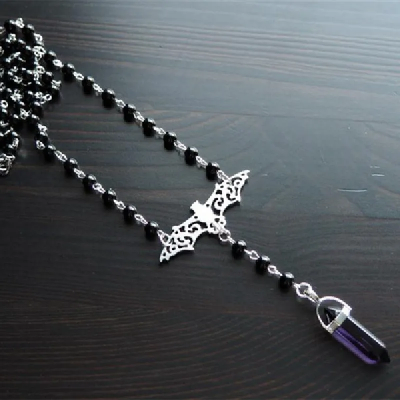 Crystal Bat Necklace Fashion Gothic Rosary Long Necklace Jewelry Gift Quirky Witch Accessories Black Crystal Beads Chain Choker
Crystal Bat Necklace Fashion Gothic Rosary Long Necklace Jewelry Gift Quirky Witch Accessories Black Crystal Beads Chain Choker
