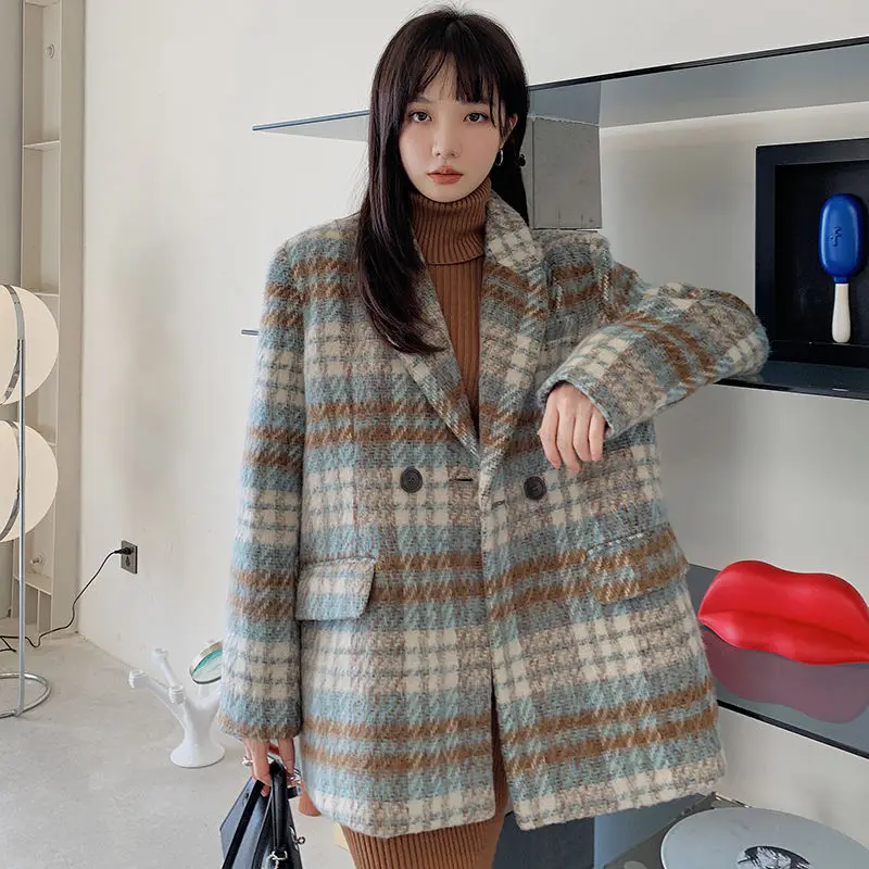 N GIRLS Cotton Thick Woolen Blazer Coat Women Winter New Style Small mid-length Plaid Suit Woolen Jacket Coat Trend
N GIRLS Cotton Thick Woolen Blazer Coat Women Winter New Style Small mid-length Plaid Suit Woolen Jacket Coat Trend