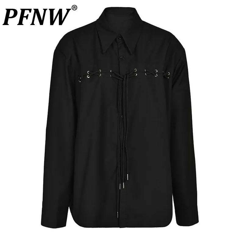 PFNW Men's Black Bandage Big Size Casual Blouse New Lapel Long Sleeve Loose Fit Shirt Fashion Tide Spring Autumn 2023 1DF9108
PFNW Men's Black Bandage Big Size Casual Blouse New Lapel Long Sleeve Loose Fit Shirt Fashion Tide Spring Autumn 2023 1DF9108