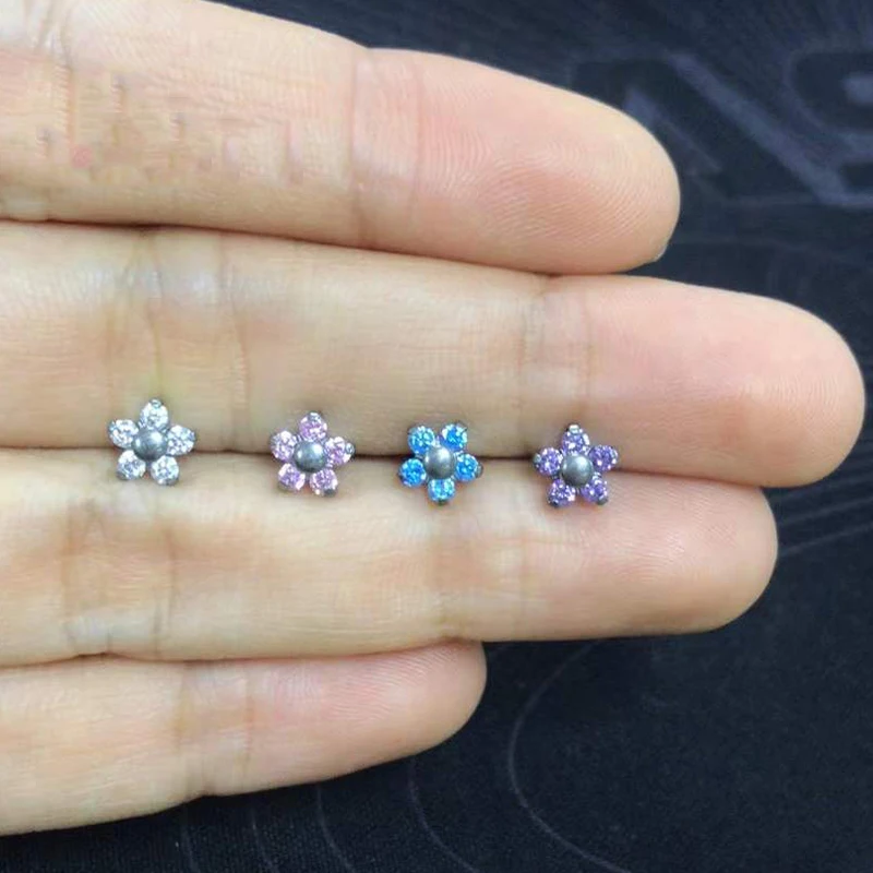 F136 G23 Titanium Piercing Ear Stud Zircon Flower Ear Cartilage Tragus Helix Piercing 16G Labret Lip Earrings Body Jewelry
F136 G23 Titanium Piercing Ear Stud Zircon Flower Ear Cartilage Tragus Helix Piercing 16G Labret Lip Earrings Body Jewelry