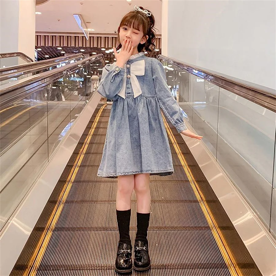 New Fashion Brand Baby Kids Girl Denim Mini Dress Jean Long Sleeve with Bow Casual Party Shirt Dress Kids Dresses for Girls
New Fashion Brand Baby Kids Girl Denim Mini Dress Jean Long Sleeve with Bow Casual Party Shirt Dress Kids Dresses for Girls