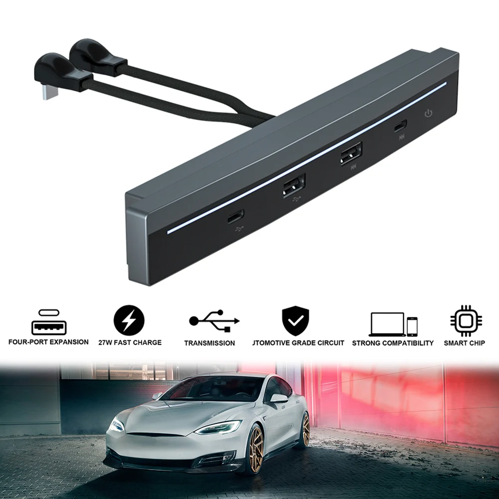 4 In 1 Car Hub Docking Station 27W Fast Charging For Tesla 2019-2022 Model 3 Model Y 4 Charge Port Muti-Use Charger Station
4 In 1 Car Hub Docking Station 27W Fast Charging For Tesla 2019-2022 Model 3 Model Y 4 Charge Port Muti-Use Charger Station