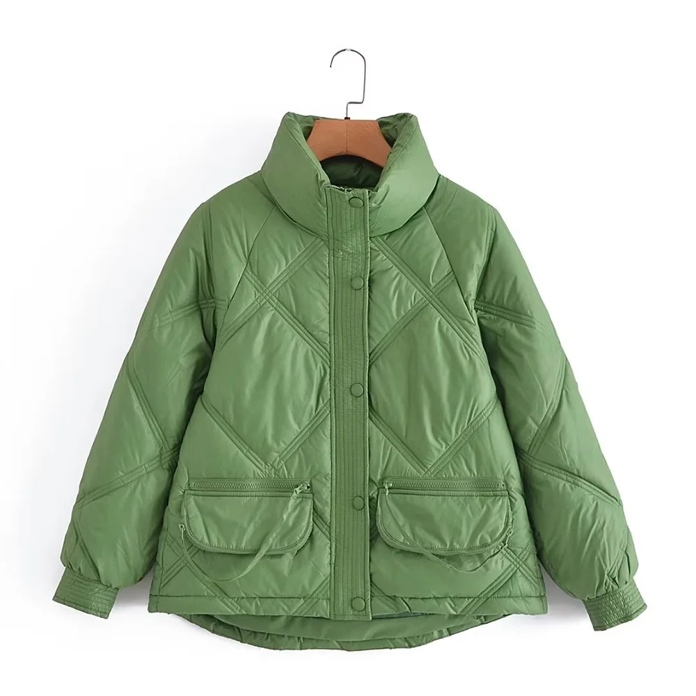 PB&ZA Women 2022Winter Fashion Green Cotton Padded Clothes Coat Vintage Long Sleeve Stand Collar Female Outerwear Chic Overshirt
PB&ZA Women 2022Winter Fashion Green Cotton Padded Clothes Coat Vintage Long Sleeve Stand Collar Female Outerwear Chic Overshirt