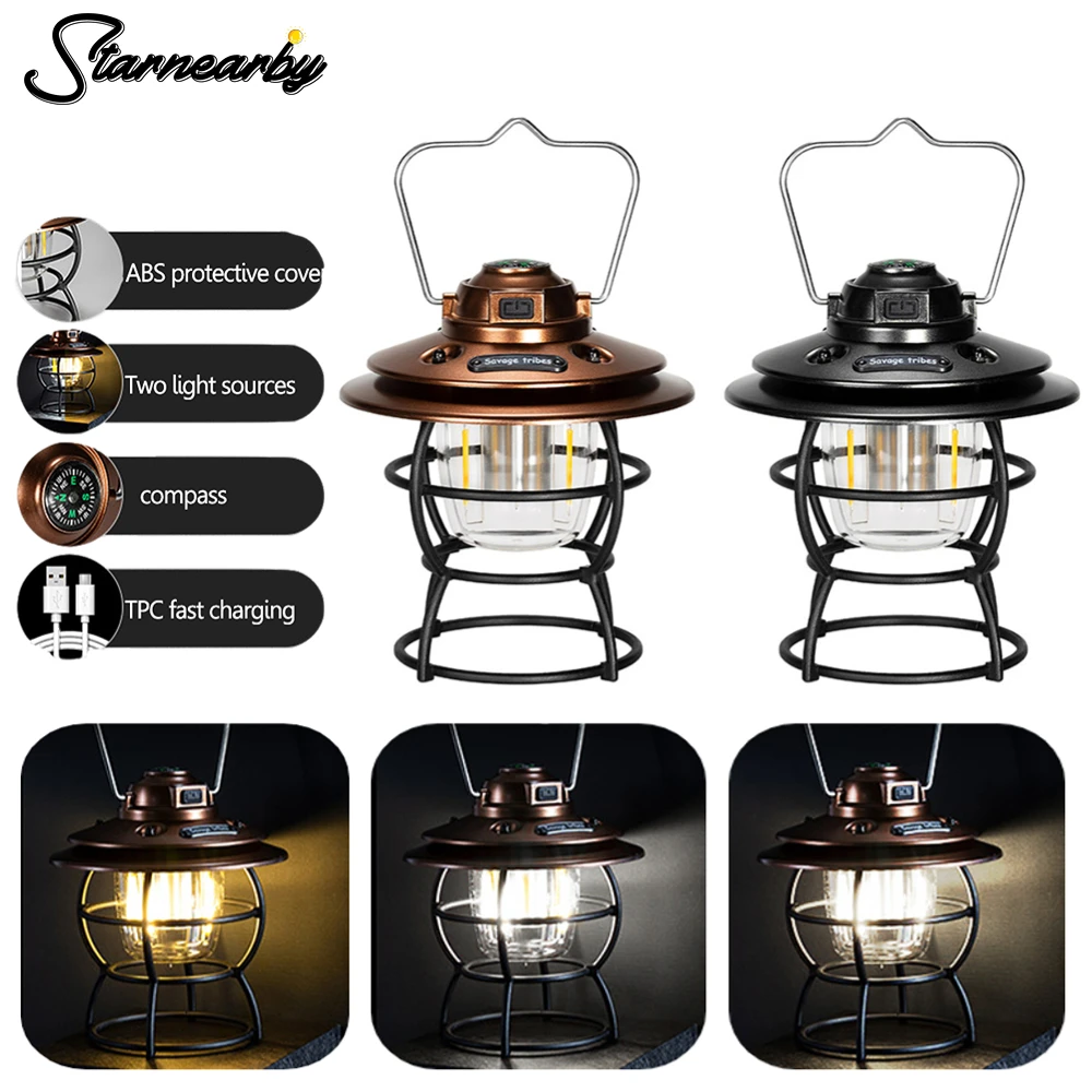 Mini Vintage Metal Hanging Lanterns White Warm Light Led Camping Lantern Emergency Rechargeable Tent Light with Compass Outdoor
Mini Vintage Metal Hanging Lanterns White Warm Light Led Camping Lantern Emergency Rechargeable Tent Light with Compass Outdoor