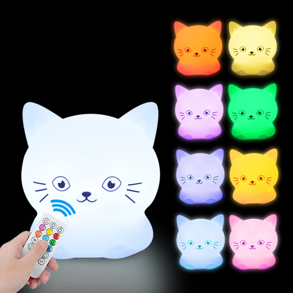 Cat LED Night Light Touch Sensor Remote Control 9 Colors Dimmable Timer USB Rechargeable Silicone Lamp for Children Baby Gift
Cat LED Night Light Touch Sensor Remote Control 9 Colors Dimmable Timer USB Rechargeable Silicone Lamp for Children Baby Gift