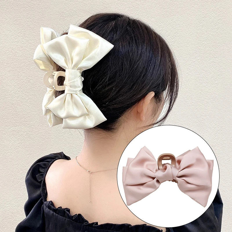 Satin Bow Hair Claws Women Girls Korean Elegant Hair Clip Solid Color Large Crab Hairpin Barrettes Styling Tool Hair Accessories
Satin Bow Hair Claws Women Girls Korean Elegant Hair Clip Solid Color Large Crab Hairpin Barrettes Styling Tool Hair Accessories