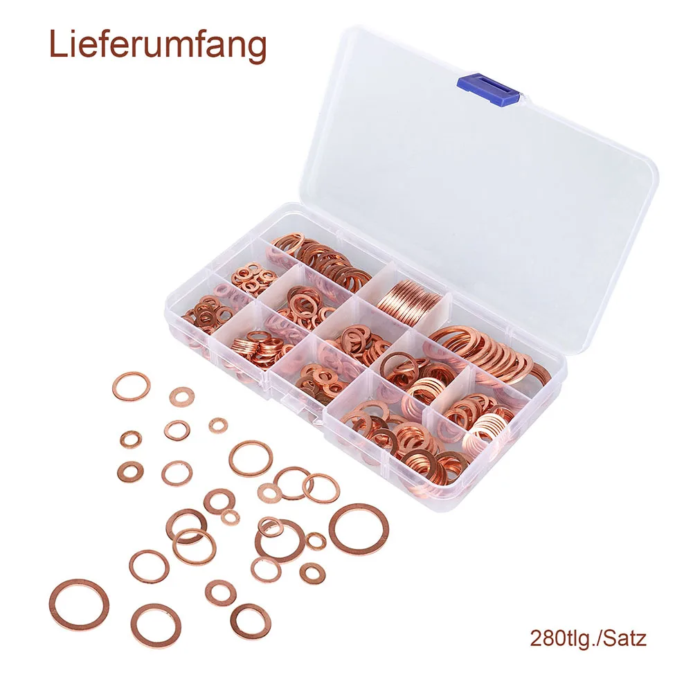 Washer Spacers Copper Washer 17.5 X 10 X 2.5 Cm 280Pcs/Kit 300g Weight Accessories Assorted Copper Crush Washers
Washer Spacers Copper Washer 17.5 X 10 X 2.5 Cm 280Pcs/Kit 300g Weight Accessories Assorted Copper Crush Washers