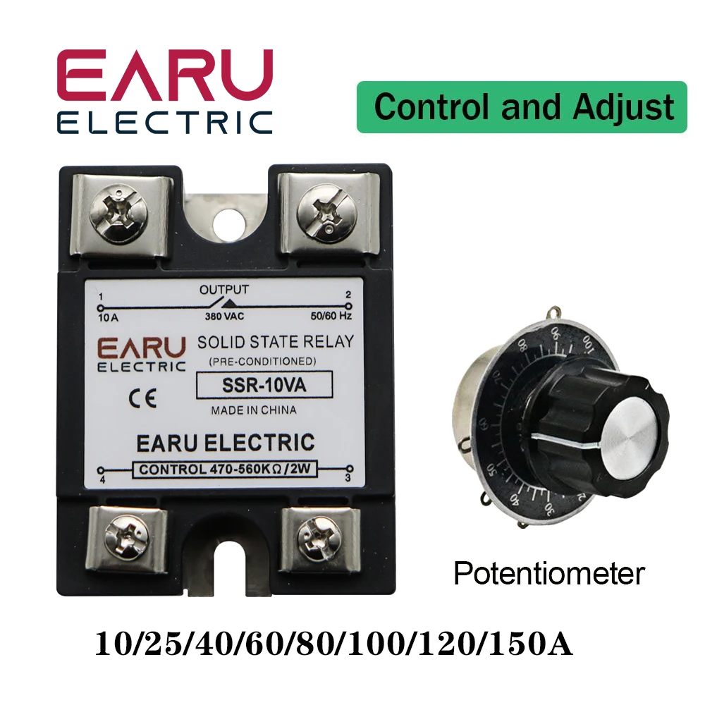 SSR-10VA SSR-25VA SSR-40VA SSR Solid State Relay Voltage Regulator AC 380V Output+Potentiometer for PID Temperature Controller
SSR-10VA SSR-25VA SSR-40VA SSR Solid State Relay Voltage Regulator AC 380V Output+Potentiometer for PID Temperature Controller