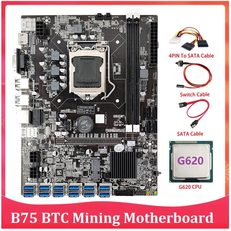 NEW-B75 ETH Mining Motherboard 12 PCIE To USB With G620 CPU+4PIN To SATA Cable LGA1155 MSATA DDR3 B75 USB BTC Miner Mining
NEW-B75 ETH Mining Motherboard 12 PCIE To USB With G620 CPU+4PIN To SATA Cable LGA1155 MSATA DDR3 B75 USB BTC Miner Mining