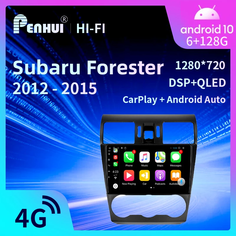 Автомобильный DVD-плеер на Android для Subaru Forester 2012-2015, автомобильное радио, мультимедийный видеоплеер, навигатор GPS, Android 10,0, двойной Din