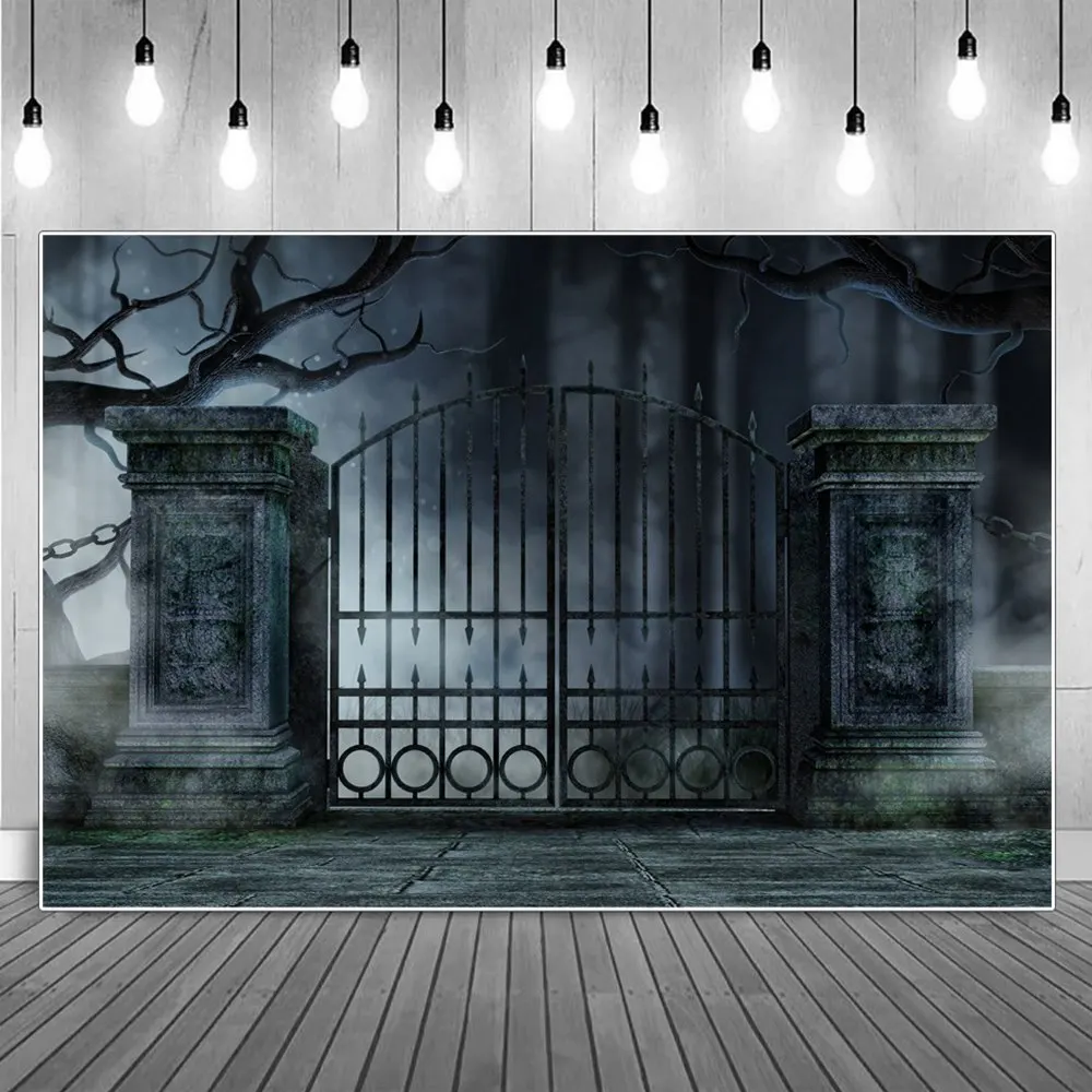 Halloween Forest Marble Arched Gate Decoration Photography Backdrops Scary Black Grey Fog Dry Trunk Lamp Party Photo Backgrounds
Halloween Forest Marble Arched Gate Decoration Photography Backdrops Scary Black Grey Fog Dry Trunk Lamp Party Photo Backgrounds