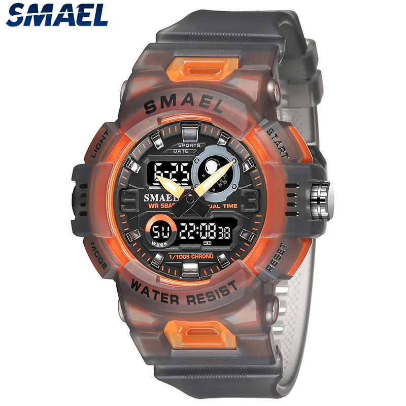 SMAEL Men Sport Watch LED Light Alarm Digital Clock Dual Time Display Week Auto Date Backlight Youth Quartz Wristwatches Male 
SMAEL Men Sport Watch LED Light Alarm Digital Clock Dual Time Display Week Auto Date Backlight Youth Quartz Wristwatches Male