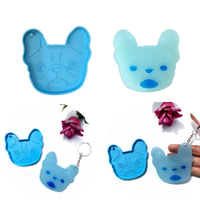 DIY Dog Head Bulldog Silicone Keychain Mold with Hole Handmade Keychain Pendant Resin Mould Bag Charms Jewelry Ornament Casting
DIY Dog Head Bulldog Silicone Keychain Mold with Hole Handmade Keychain Pendant Resin Mould Bag Charms Jewelry Ornament Casting