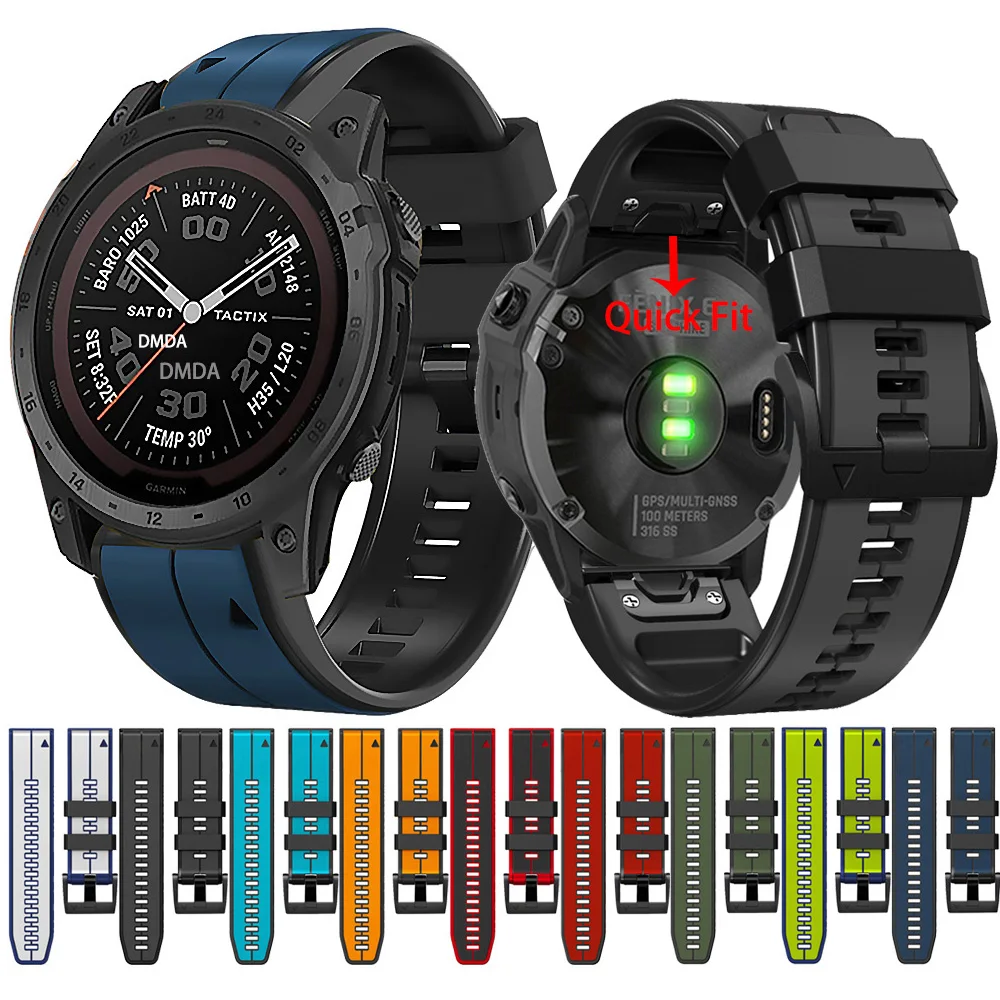 Quick Fit 26mm 22mm Wrist Strap For Garmin Tactix Delta Sports Silicone Watchband For Garmin Tactix 7 Pro / Bravo Band Bracelet
Quick Fit 26mm 22mm Wrist Strap For Garmin Tactix Delta Sports Silicone Watchband For Garmin Tactix 7 Pro / Bravo Band Bracelet
