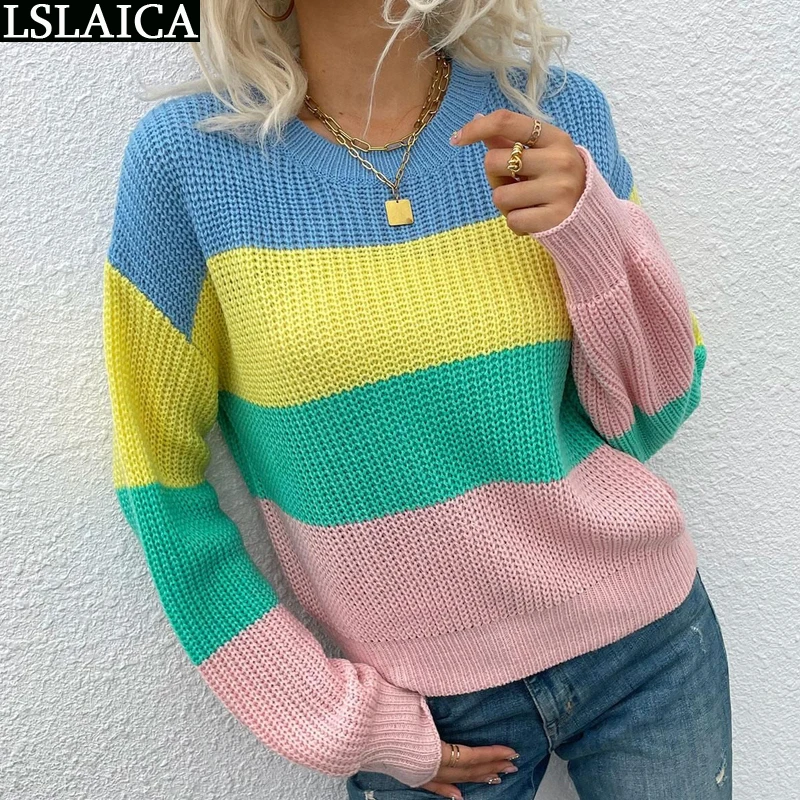 Spring 2022 Womens Fashion Clothing Long Sleeve Colorblock Autumn Casual Knitted Sweater Elegant Chic O-neck Pullover Top Female
Spring 2022 Womens Fashion Clothing Long Sleeve Colorblock Autumn Casual Knitted Sweater Elegant Chic O-neck Pullover Top Female