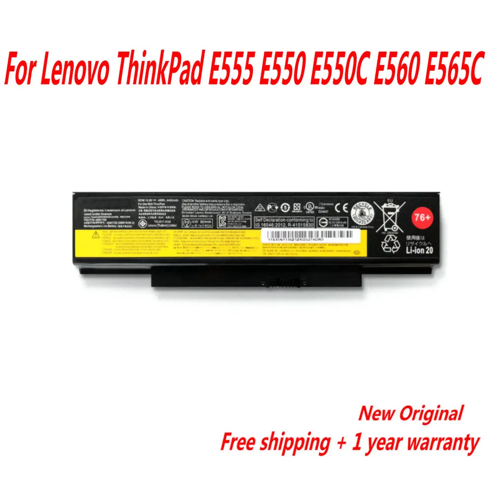 

Genuine 45N1759 45N1758 45N1760 45N1761 45N1762 Laptop Battery For Lenovo ThinkPad E555 E550 E550C E560 E565C 10.8V 48WH