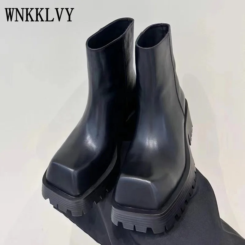 2022 Autumn New Square Toe Black Martin Boots Women Thick Sole Chunky Heel Ankle Short Boots British Style Fashion Chelsea Boots
2022 Autumn New Square Toe Black Martin Boots Women Thick Sole Chunky Heel Ankle Short Boots British Style Fashion Chelsea Boots