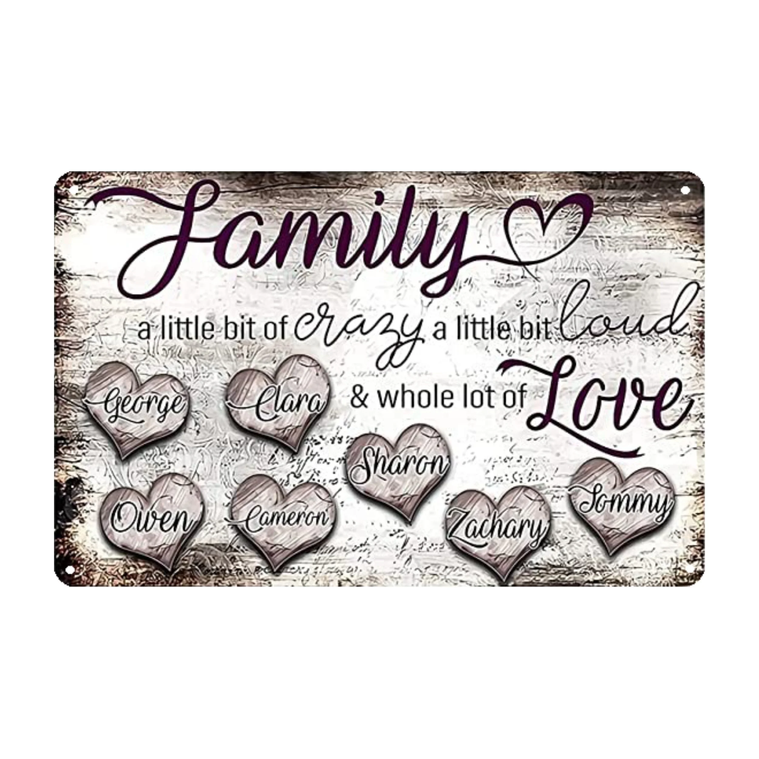 

"Family - A Little Bit Of Crazy Whole Lot Of Love" Metal Tin Sign (8''x12''/20cm*30cm), Novelty Vintage Plaque Decor, Home