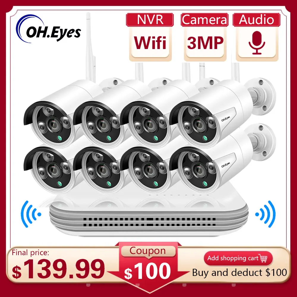 8CH 3MP AI WIFI NVR Security IP Camera System CCTV Video Surveillance NVR Kit Audio Outdoor Gunlock IP Camera WIFI CCTV System
8CH 3MP AI WIFI NVR Security IP Camera System CCTV Video Surveillance NVR Kit Audio Outdoor Gunlock IP Camera WIFI CCTV System