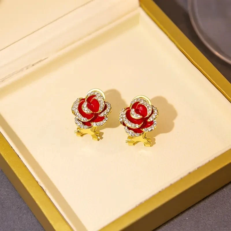 Romantic Vintage Rose Flower Ear Buckle Clip On Earrings Exquisite Jewelry For Women
Romantic Vintage Rose Flower Ear Buckle Clip On Earrings Exquisite Jewelry For Women