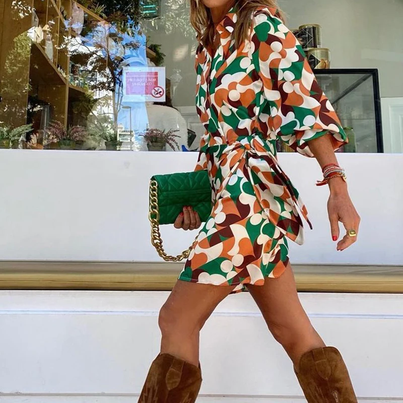 Elegant Seven Quarter Sleeve Lapel Lace-up Shirt Dress Women Fashion V-Neck Slim Mini Dress Ladies Vintage Print Office Dresses
Elegant Seven Quarter Sleeve Lapel Lace-up Shirt Dress Women Fashion V-Neck Slim Mini Dress Ladies Vintage Print Office Dresses